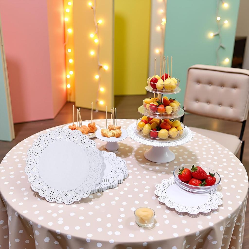 150 Pcs 6 Inch White Lace Paper Doilies Disposable Round for Buffet Cake Fried Food Party Wedding Tableware Decoration, Disposable Doilies Kitchen