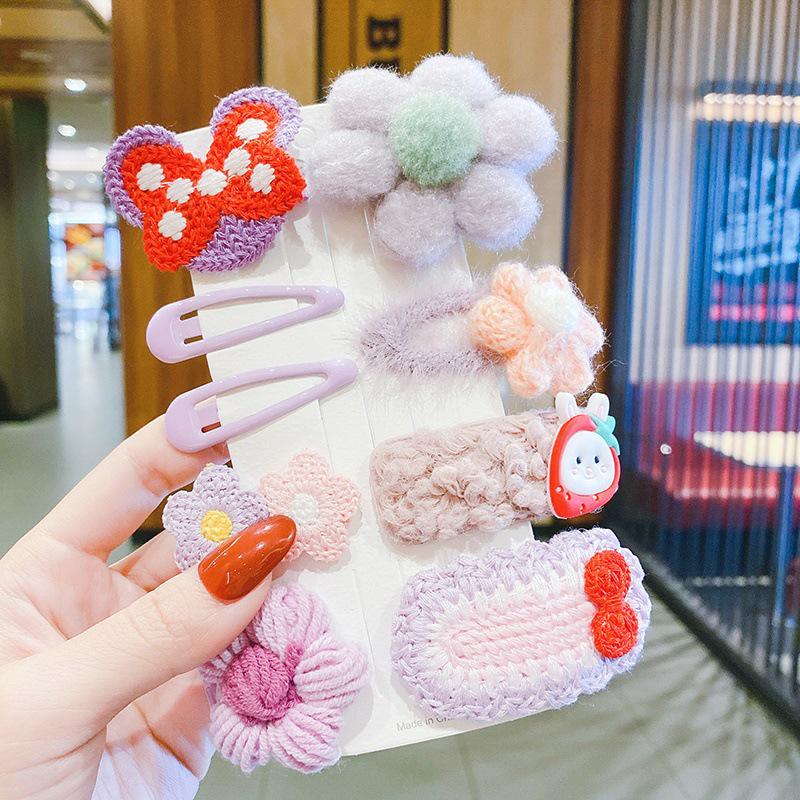 Kreskówkowe pluszowe spinki do włosów dla dzieci - Urocze jesienno-zimowe klipsy dla dziewczynek, w koreańskim stylu księżniczki