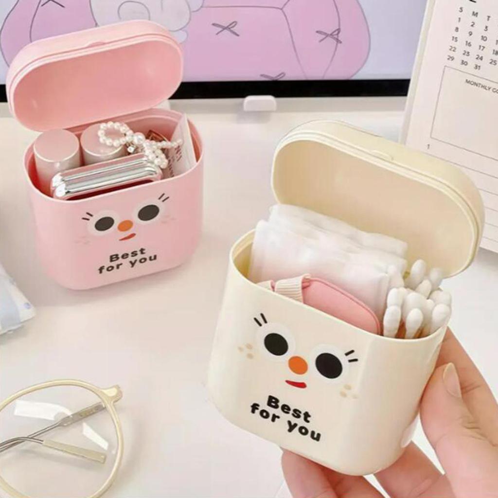 Compact Portable Travel Data Cable Storage Box Multifunctional Cute Mini Cotton Swabs Dispenser Lipstick Organizer Case