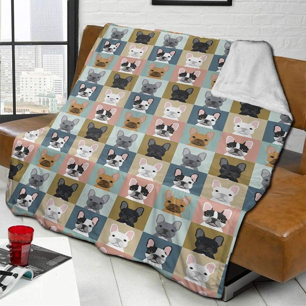 French Bulldog Dog Cute Ultra-Soft Flannel Printed Blanket Velvet Plush Throw Blanket Nap Cover High Quality Home Use Sofa Decor