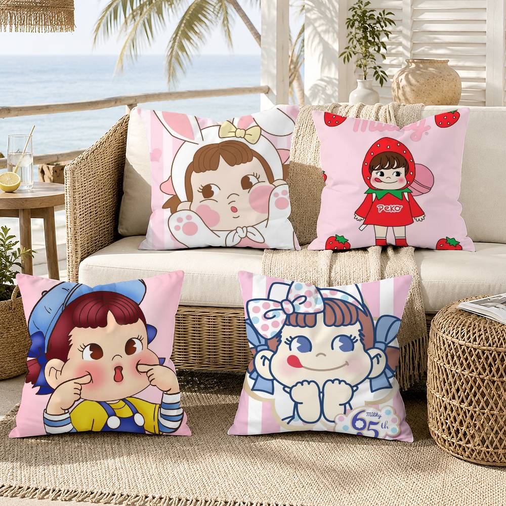 Milchige Peko Chan Kissenhülle für Sofa Wohnzimmer Heimbüro Dekoration Schutzhülle