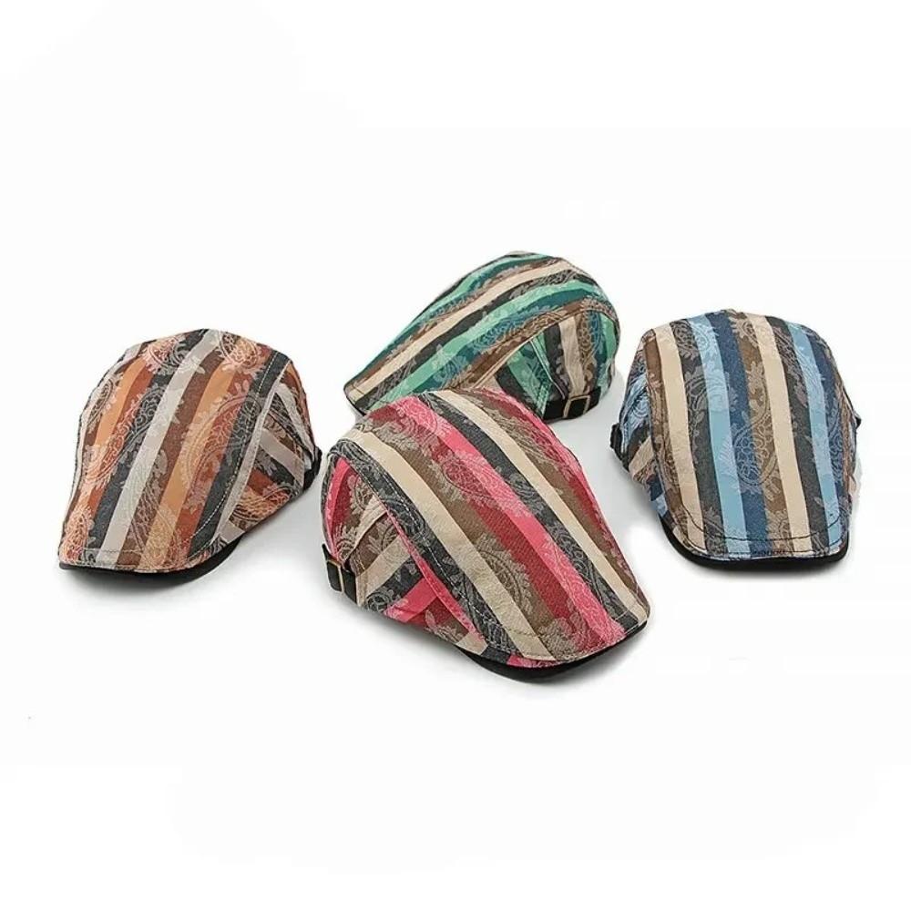 Vintage Printed Painter Beret Hats Breathable Casual Peaked Cap Thin Duck Tongue Hat Women Men