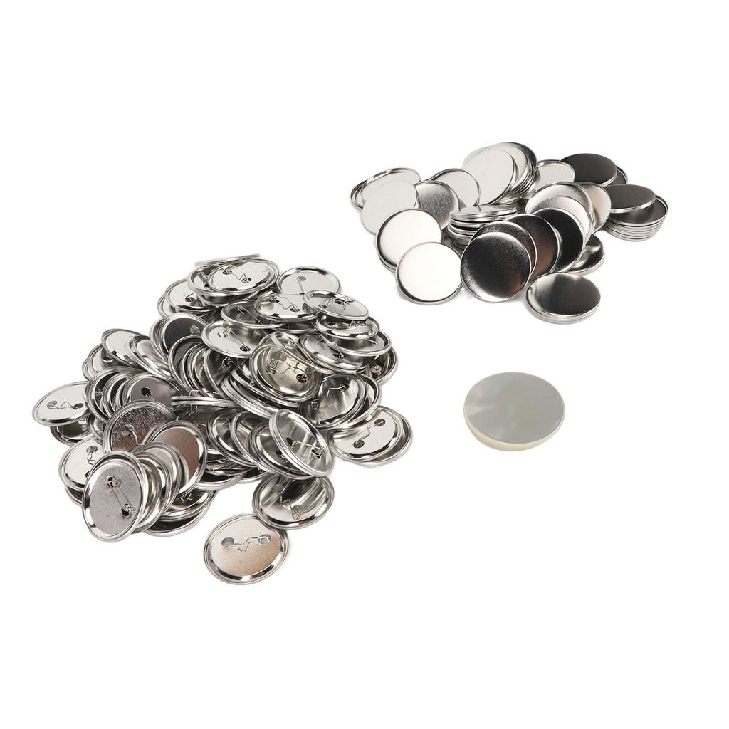 100 Set Pin Back Button Parts Blank Smoothing Metal Durable Clip Button Making Supplies for Badge Craft DIY 56MM