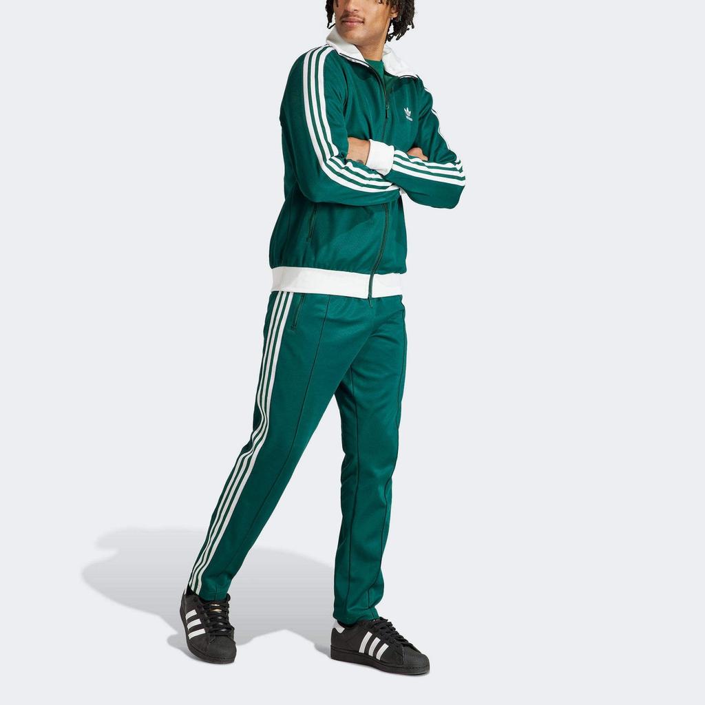 Adidas Originals Adicolor Classics Beckenbauer Striped Stand Collar Zip-Up Fitted Jacket Men Jackets Green IP0417