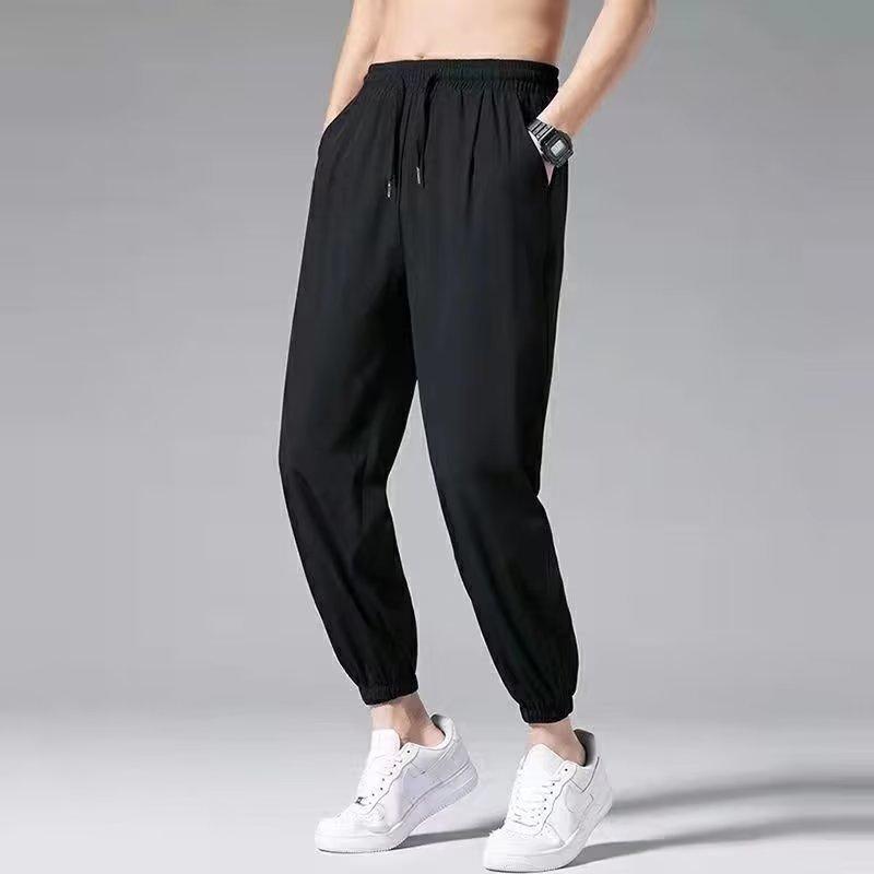 drape ice pants men's summer thin large size loose fashion trend straight mopping trousers