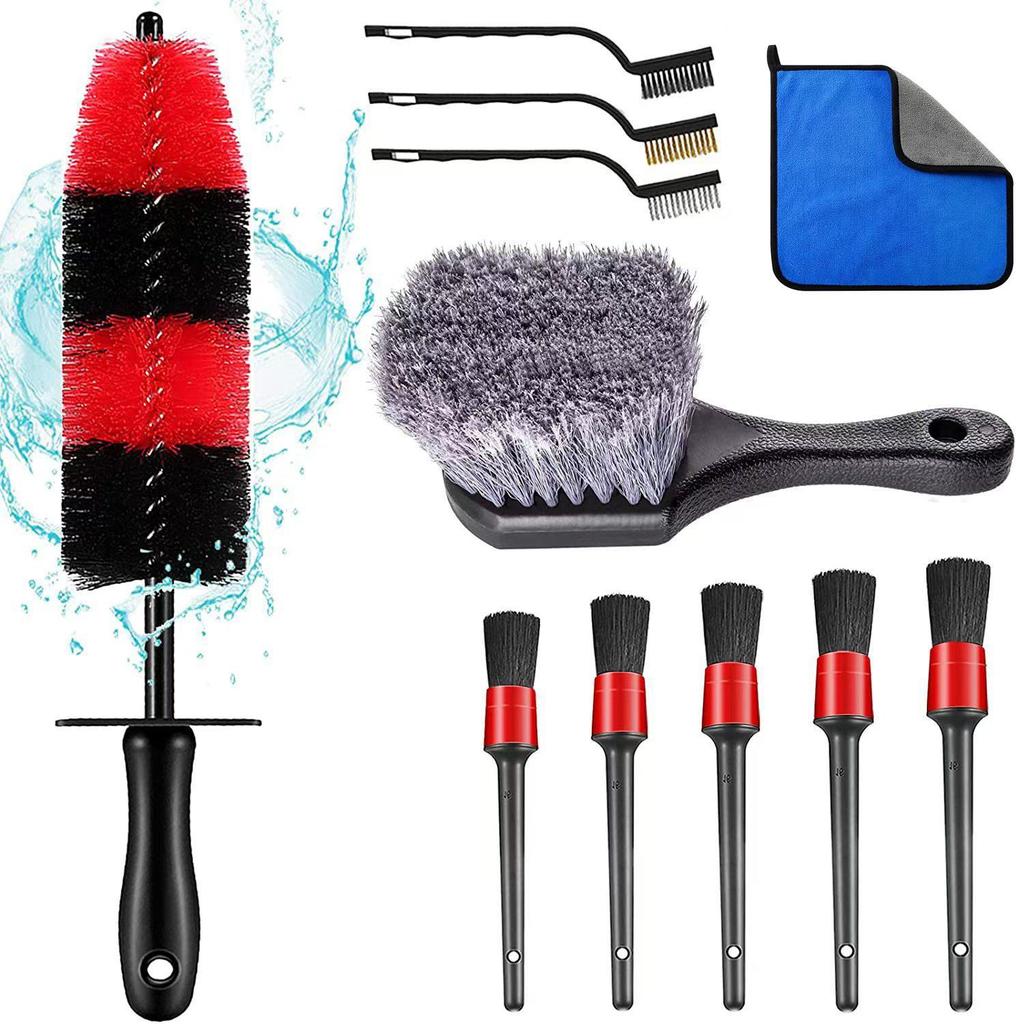 24-Piece Car Cleaning & Polishing Kit: Wheel Hub Brushes & Waxing Tools Set