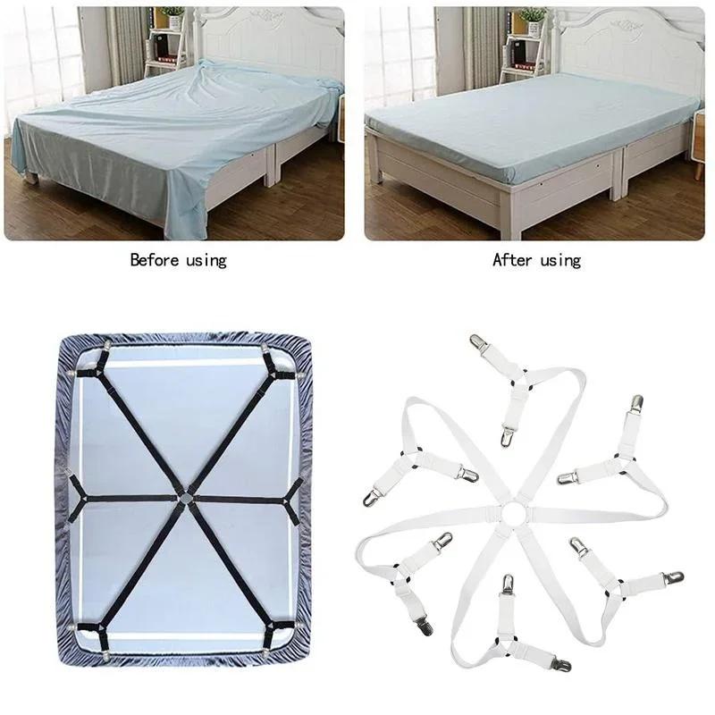 12 Clip Regolabili Elastici Fermalenzuola Clip Materasso Fermagli Coperta Coperte Cinghia Fissaggio Antiscivolo Pinze Nero/Bianco