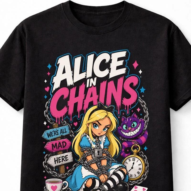 Alice in Chains Alice Wonderland Cheshire Cat Graphic Unisex TShirt S