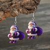 Winter Purple Santa Acrylic Earrings With Creative Design For Christmas Decor