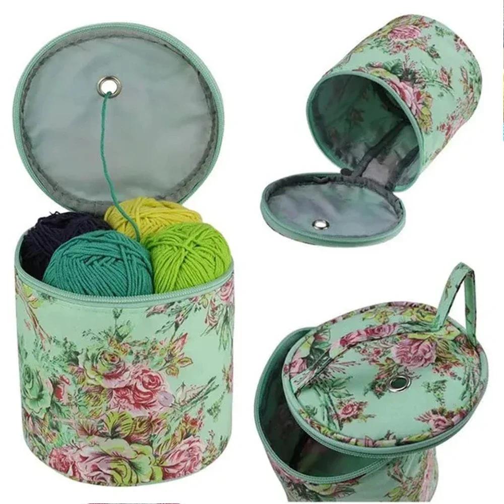 DIY Craft Knitted Round Crochet Bag Yarn Tote Bag Storage Basket Sewing Tool Accessories Bag