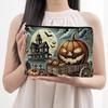 Halloween Themed Pencil Case Storage Bag Large Capacity Cosmetic with Pumpkin Smooth Zipper