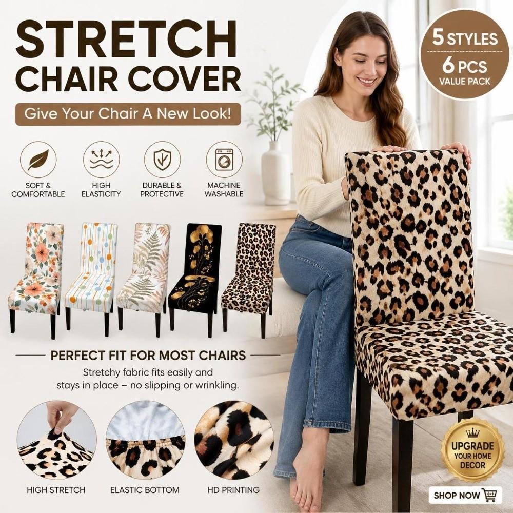 1/6pcs Full Cover Leopard Printed Chair Cover Elastic Leaf Stretch Chair Cover Non Slip Floral Fabric Chair Slipcover