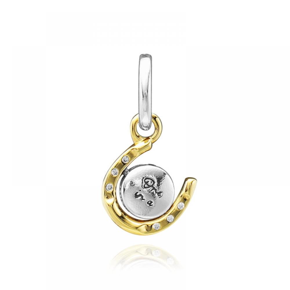 PAndora 762713c01 Drehende Scheibe Hufeisen Glanz Anhänger und Dangle-Charm