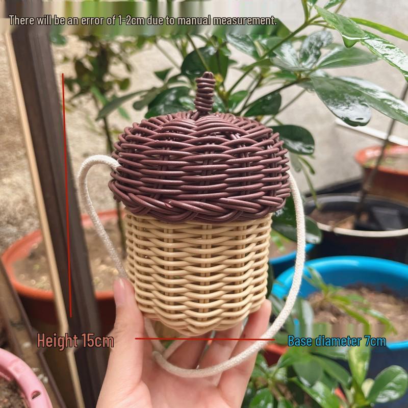 Детская мини-плетёная бамбуковая сумка-корзинка через плечо с дизайном в виде шишки