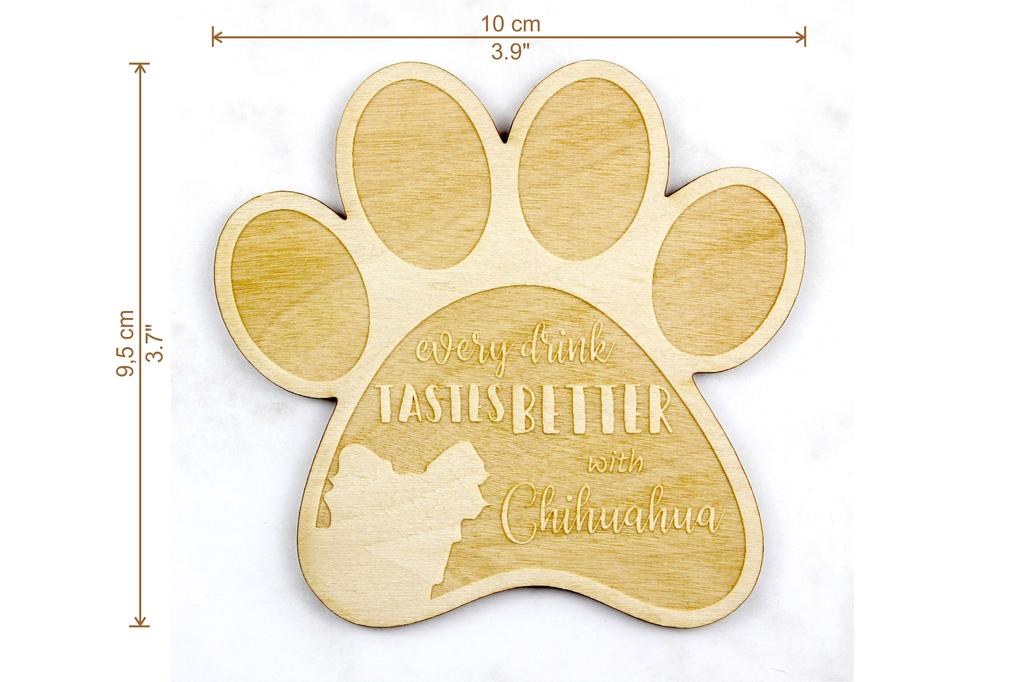 Chihuahua long-haired – Mug coaster, engraved coaster with dog | Art-Dog