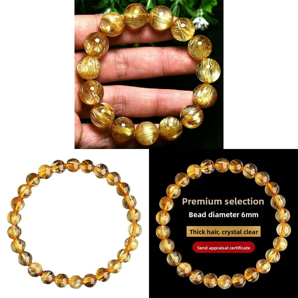 Natürliches Goldrutil-Quarz-Armband mit poliertem Finish für Paare und als Geschenk
