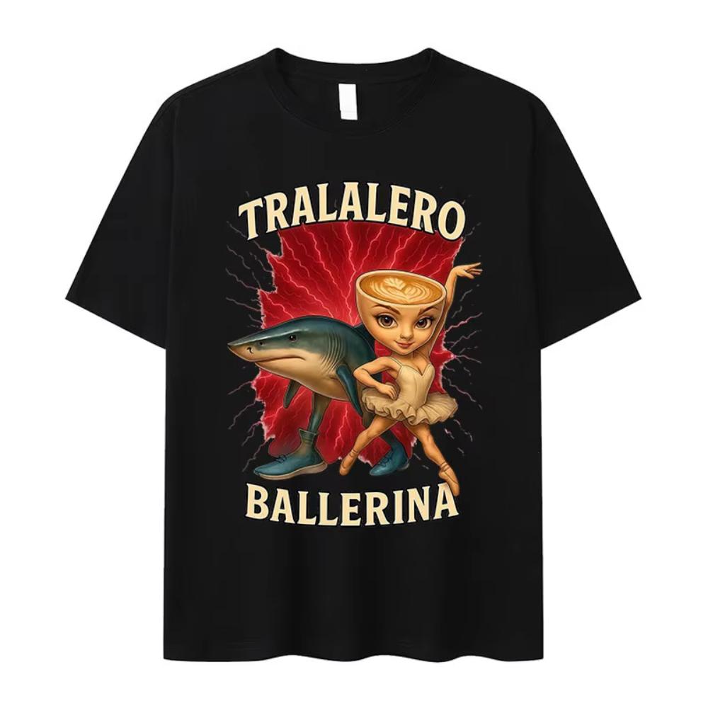 

Italian Brainrot Funny Tralalero Ballerina Meme T-Shirts Summer Cute Short Sleeve T Shirt Men s Fashion Cotton Tees S