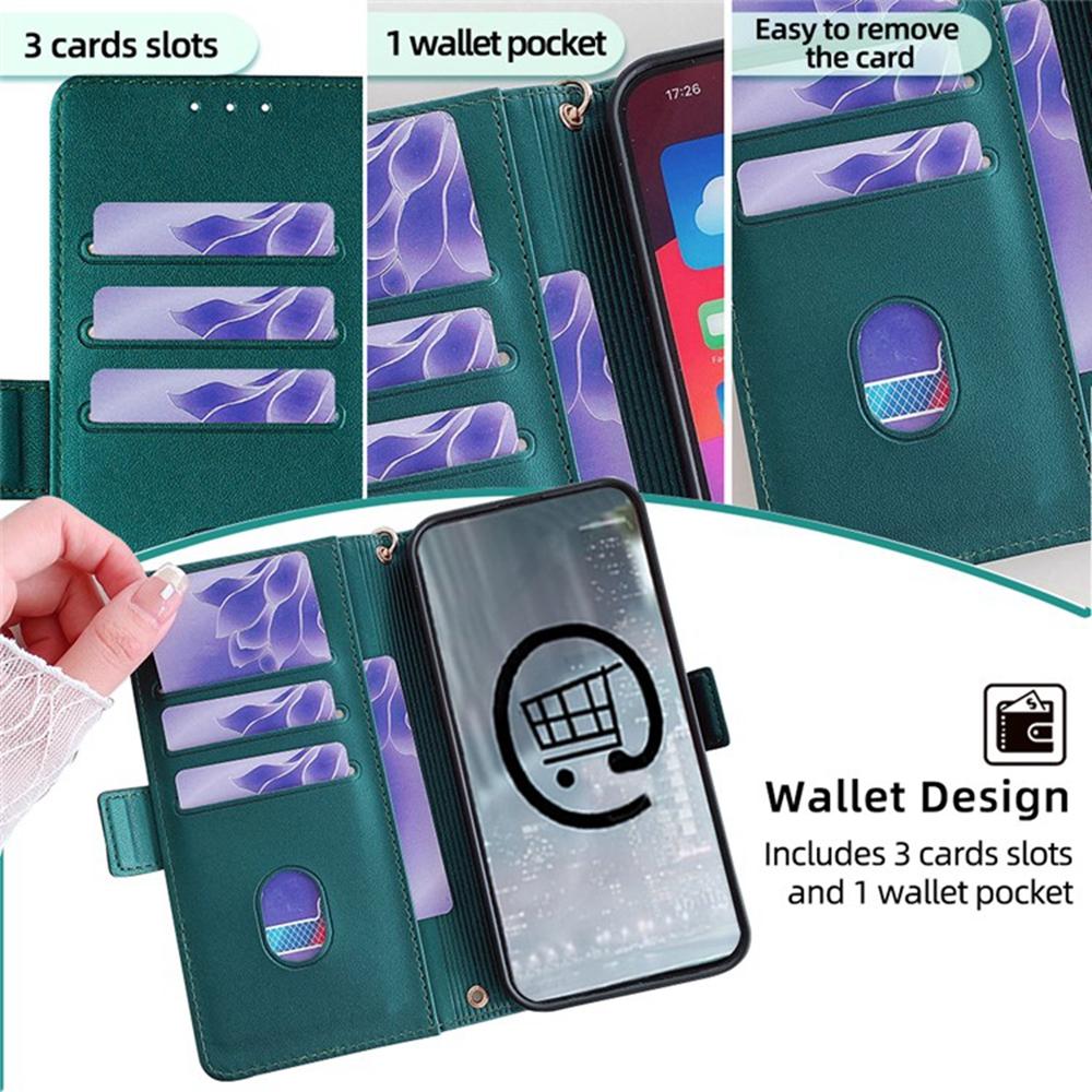 For Oppo Reno14 F 5G Case RFID Blocking Wallet PU Leather Phone Cover with Wrist Strap