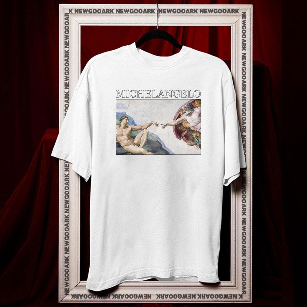 

Michelangelo The Creation of Adam shirt Women Unisex Casual cotton printed t shirts Adult streetwear camisetas tee ropa hombre S