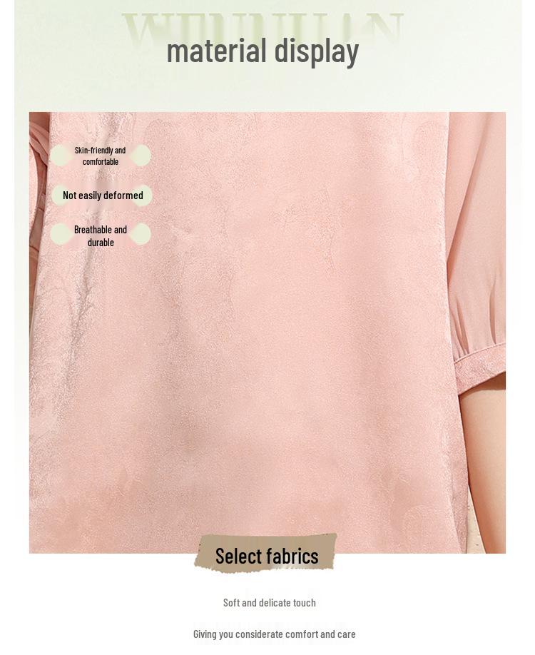 Elegant Chinese Style Summer T-shirt for Middle-aged and Elderly Women: Dignified Seven-point Sleeve Loose Top