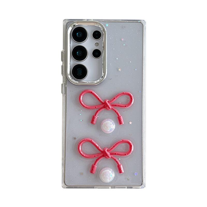 Applicable To Samsung S25Plus Epoxy Transparent Glitter Mobile Phone Case S24Ultra Flower Pearl Decoration Women'S A05