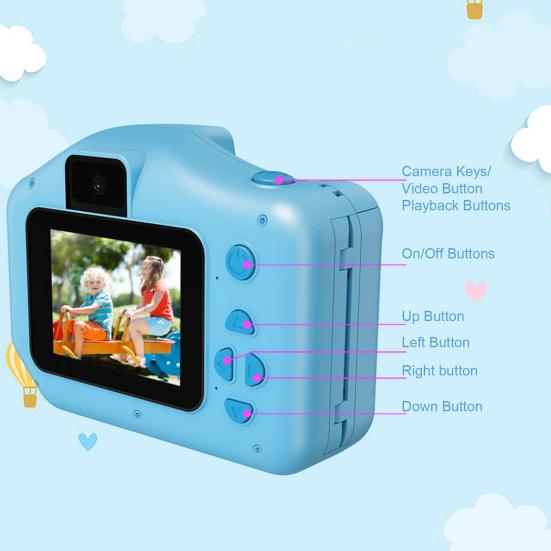 Kids Print Camera Digital Toy SLR HD-compatible Pixel with Dual Cameras Selfie Mode