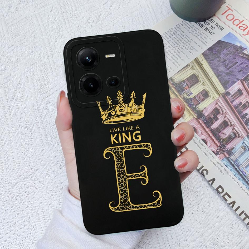 For Vivo V19 V19 Neo V27 Pro V25E V20 V21E V23E V20SE Case Shockproof Cover Luxury Letters Crown Square Soft Liquid Silicone For Vivo Bumper Shell