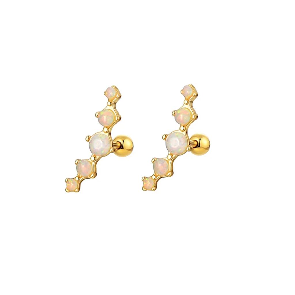 2pcs Hypoallergenic Stainless Steel Cartilage Stud Earrings,Eye Flame Moon Barbell Back Stud Cubic Zirconia Piercing Jewelry