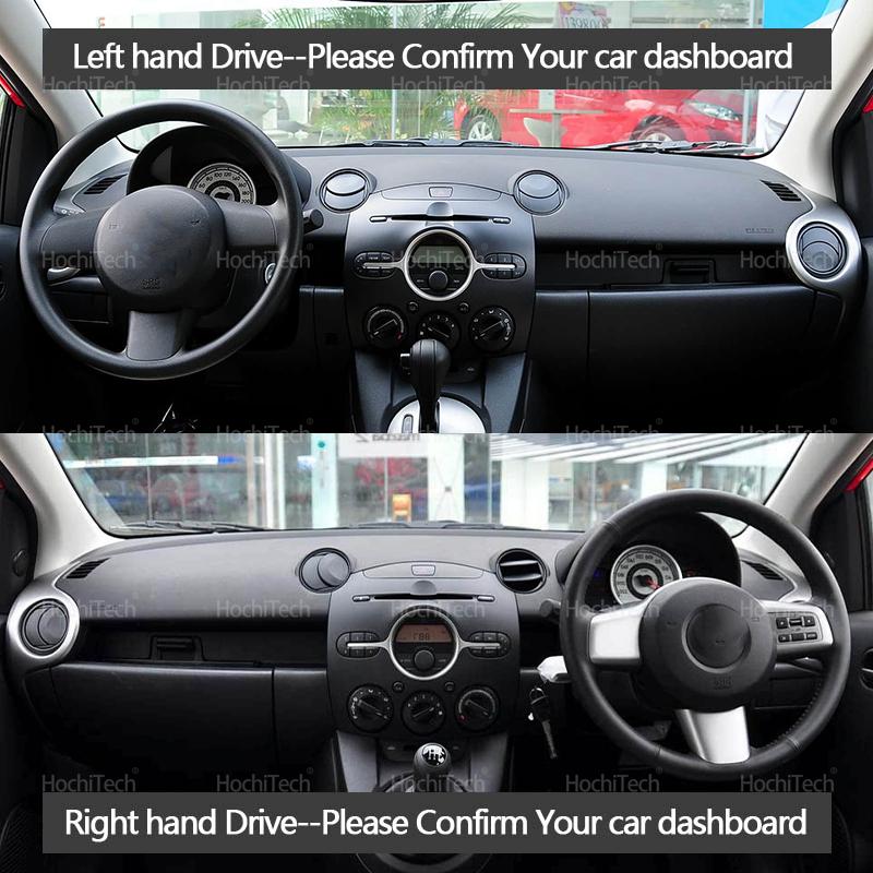 Anti-UV Suede Leather Dashmat for Mazda 2 DE Demio 2007-2014 Black/Brown Dashboard Cover Sun Shade Carpet Pad Accessories