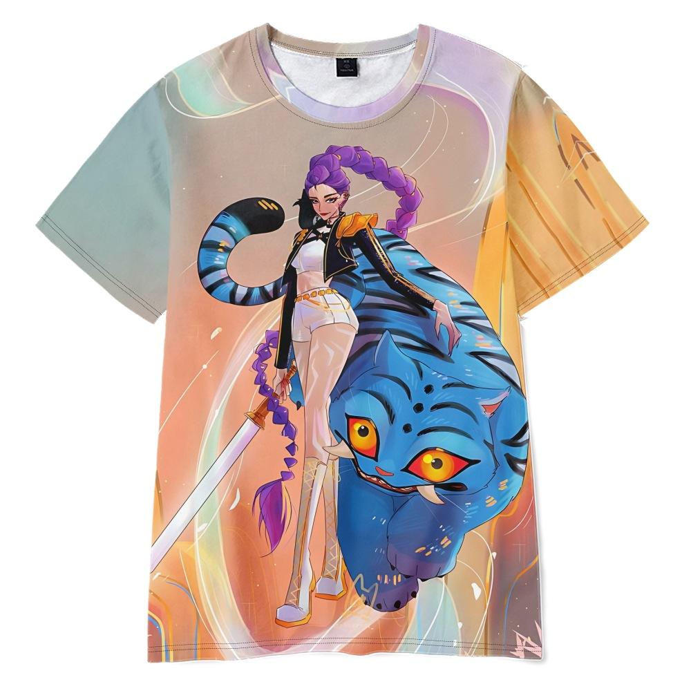 3D Neuer Film K-POP Dämonen jagende Girlgroup Bedrucktes Kurzarm-T-Shirt Bedrucktes Erwachsenen-Kinder-Sommer