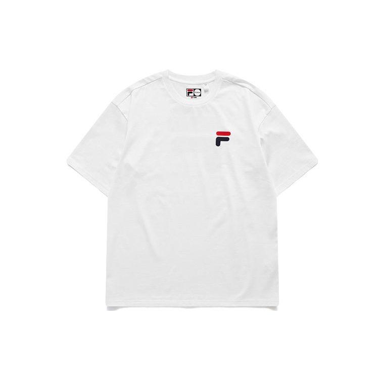 Fila Fusion FOB Series Casual Sports Printed Big Logo Round Neck Short Sleeve Retro American Loose T-Shirt Unisex Tops White T11U126110EWT