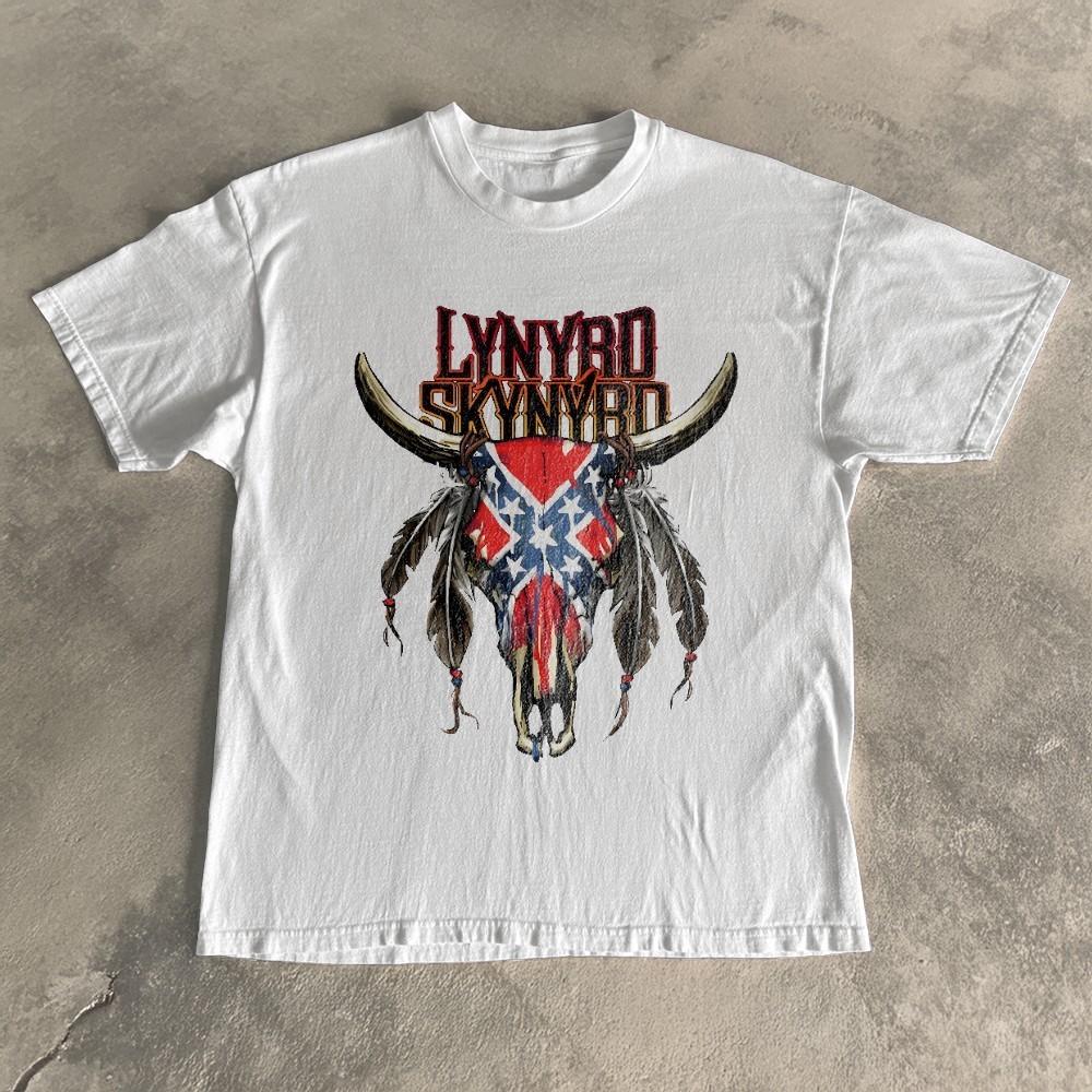 Rare Lynyrd Skynyrd Steer Skull T Shirt, Unisex Black T Shirt, Size S 5XL Basic XL