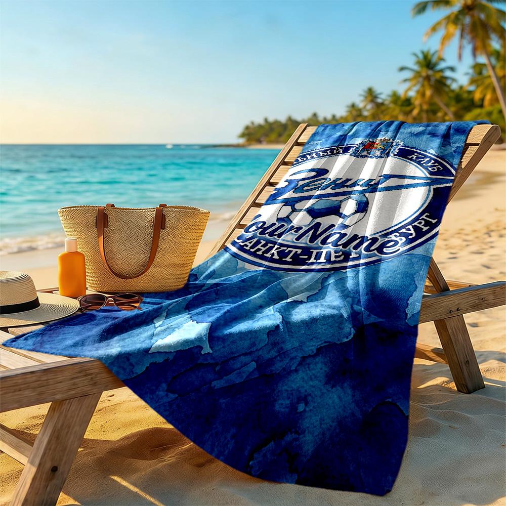 Fc Zenit Saint‑petersburg Customized Name Beach Towel Quick-Dry Soft Microfiber Perfect for Traveling Yoga Camping and Swimming