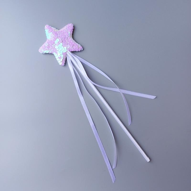 Star Sequins Magic Stick Princess Cosplay Props Little Girl Character Costume Accessory for Children Girl Kindergarten