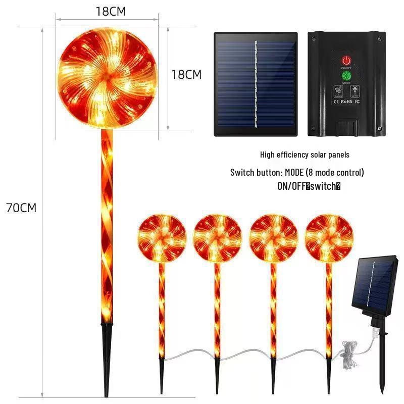LED Solar Lollipop Garden Lights - Waterproof Outdoor Christmas Candy Decorative Lights for Lawn and Courtyard.