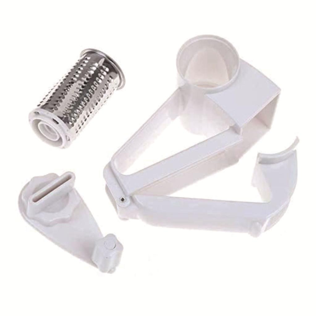 Hand Cranked, Rotating, Stainless Steel Cheese Grater, Multifunctional, Cheese Grater, Mini, Cheese Grater, Sturdy and Durable, White