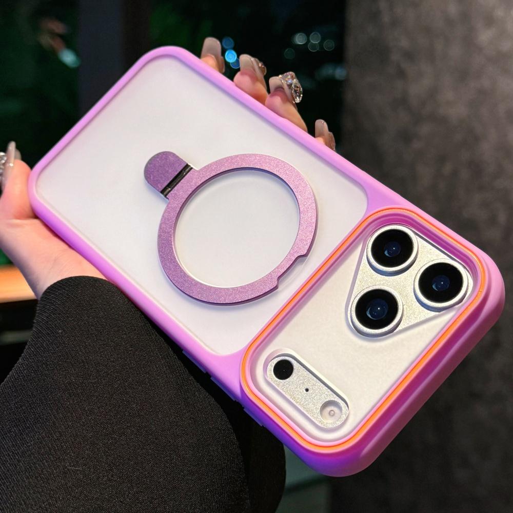 Ring Bracket Stand Holder Magnetic For Magsafe Frosted Case For iPhone 17 15 16 Pro Max 11 12 13 14 Plus Matte Soft Bumper Cover