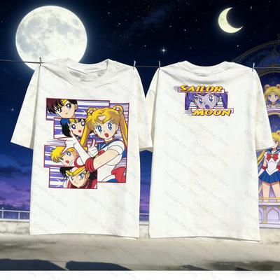 Pretty Soldier Sailor Moon Water Ice Moon Americanstyle Loosefitting Top Cartoon Anime Tshirt for Unisexs Shirts Women Tshirts