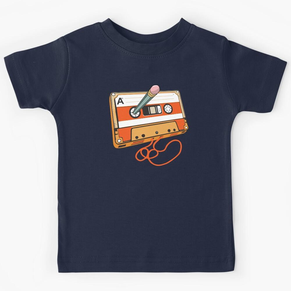 Audio Cassette Tape and Pencil Retro Vintage 80s Lover 1980s Throwback Kids T-Shirt 100