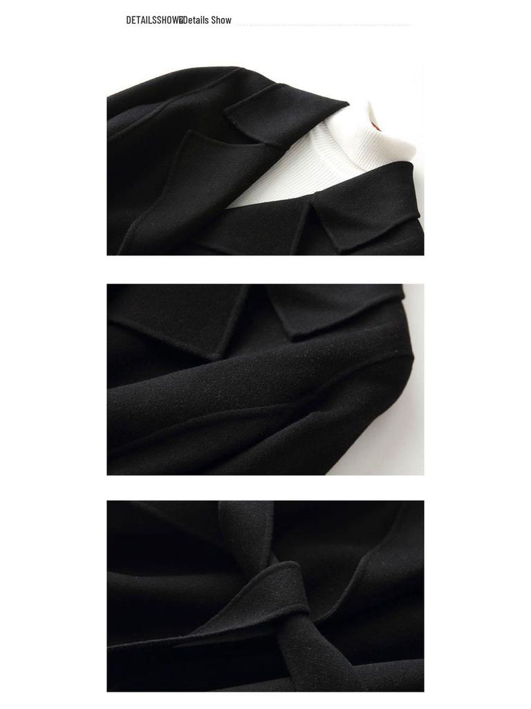 2024 Herbst/Winter Damen Slim Koreanischer Stil Mittellanger Wollmantel