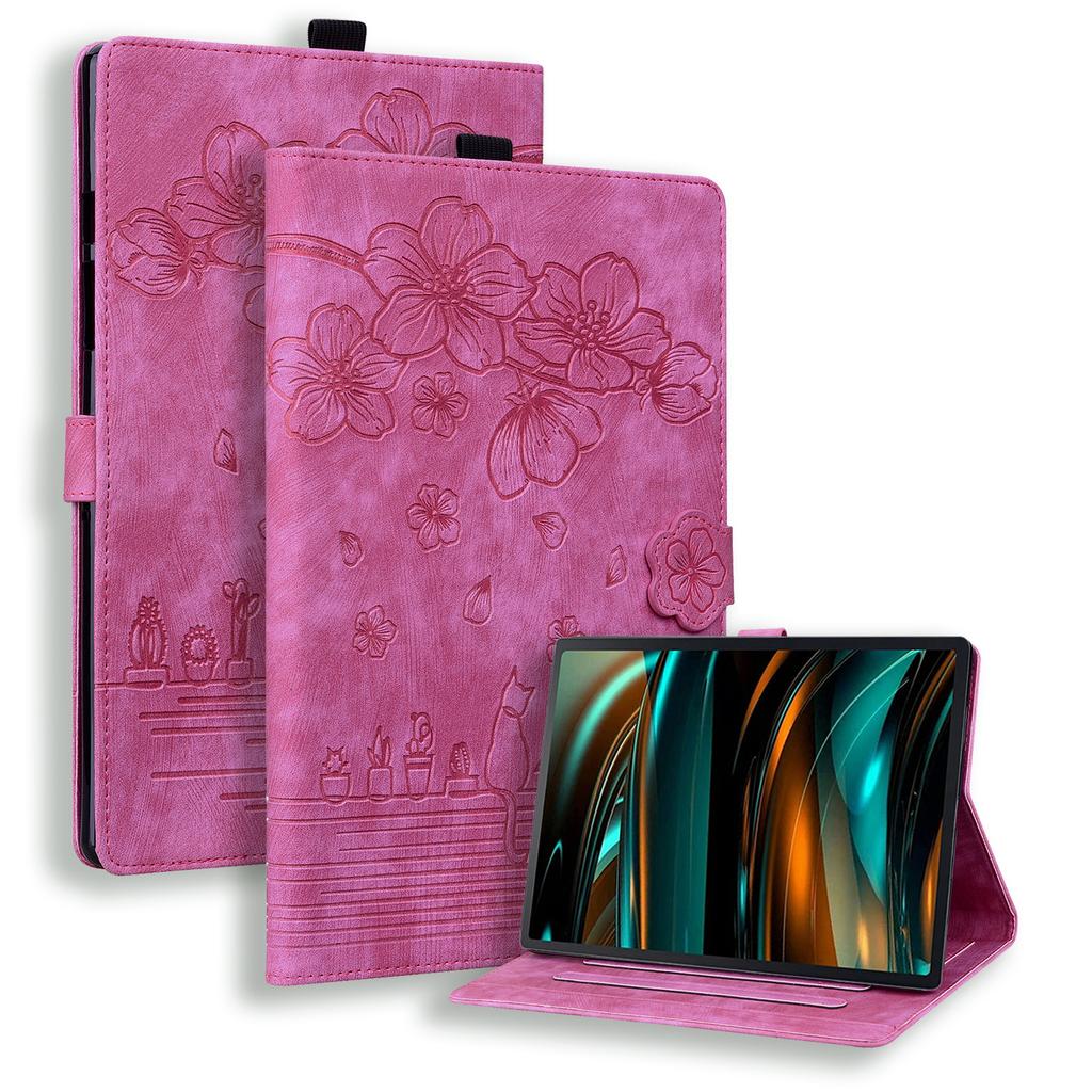 Pro Samsung Galaxy Tab A11 X133 X130/Tab A9 Pouzdro Sloty na karty Kožený Stojan pro tablet Folio Kryt Květinový Kočka