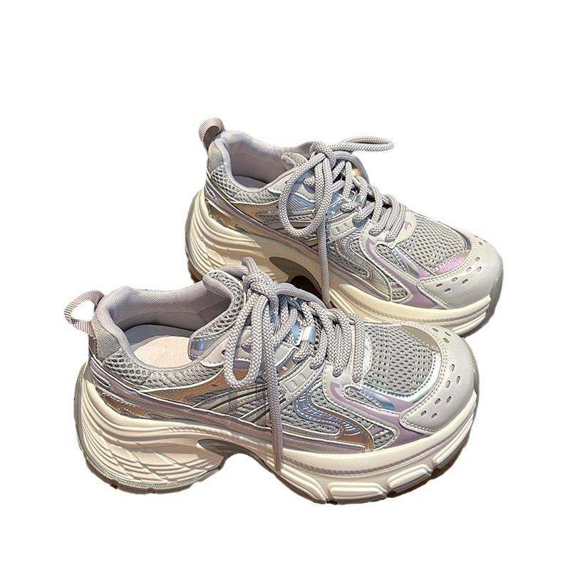 Chaussures de papa à semelles épaisses pour femmes, nouvelles chaussures de sport décontractées légères en maille respirante rétro pour la rue, tendance