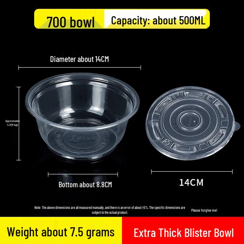 YiPan Disposable Round Plastic Takeaway Soup Bowls with Lids