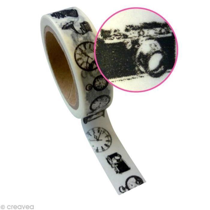 Decorative Adhesive Tape - Old Appliances - 15 Mm X 10 M - Repositionable - Vintage Pattern - Mixed