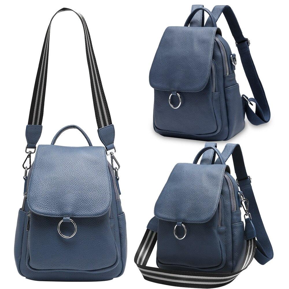 Zency New Fashion Damen Rucksack 100% Echtes Leder Winter Beige Täglich Casual Reisetasche Klassischer Schwarzer Schulranzen Rucksack