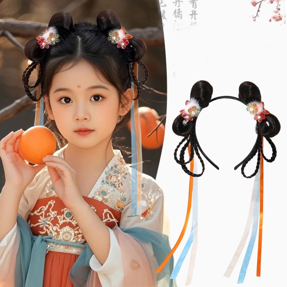 Braid Hair Chinese New Year Headwear Tassel Hanfu Hair Sticks Lovely Red Bow Hairband Children