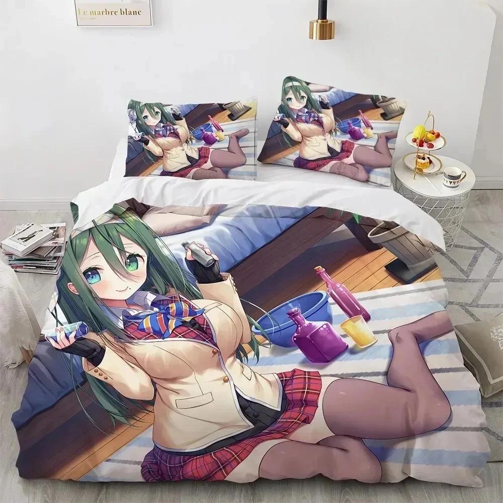 Kawaii Anime Sexy Girl Bedding Set,Duvet Cover Comforter Bed Set Quilt Cover Pillowcase,King Queen Twin Size Boys Girls Adults