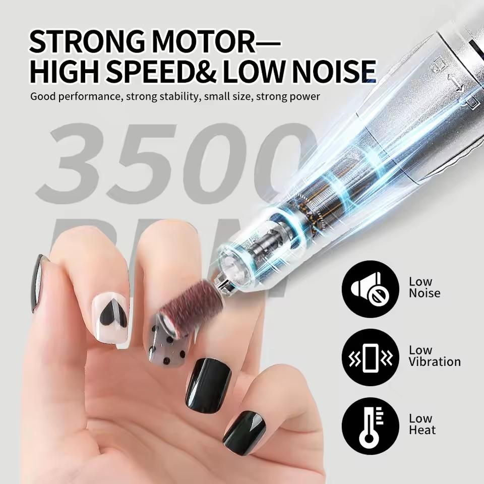35000rpm Nail Drill Machine Professional Lathe Nail Milling Cutter Rechargeable Nail Art Electric Sander Motor Polisher