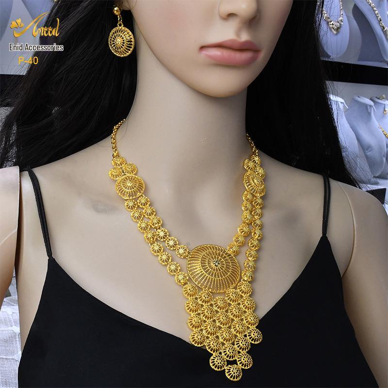 Set de bijuterii de mireasă din Orientul Mijlociu placat cu aur de 24k - Colier & Bijuterii lungi