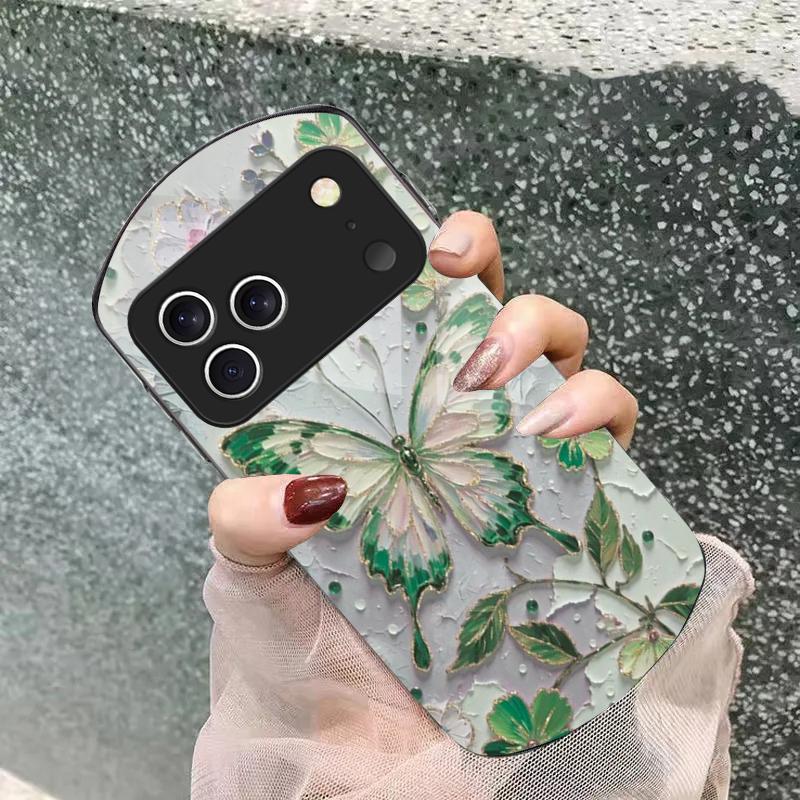 Elegante roze vlinder Voor iPhone 17 Air 16 15 14 Pro 13 Plus 12 mini 11 Pro Max XR X 7 8 Elliptische Gehard Glazen Telefoonhoes